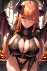 1girls ai_generated ai_love_higokko breasts demon demon_girl female hi_res hips holaraai huge_breasts light-skinned_female light_skin naughty_face original original_character red_eyes succubus thick_thighs thighs wide_hips