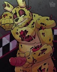 animatronic ditzy_disco five_nights_at_freddy's five_nights_at_freddy's_3 genitals gore grunting hi_res machine male male_only masturbation penis robot scottgames solo springtrap springtrap_(fnaf)