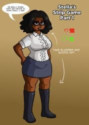 clothing dark_skin english_text female fully_clothed max1mus original_character stella_(max1mus) strip_game text