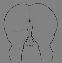 1boy anus ass ass_focus backsack balls big_ass big_butt bottom_heavy bottom_heavy_femboy greyscale no_visible_face oc only_parts original_character solo solo_male therabutt therapee