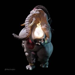 1:1 3_fingers 3d_(artwork) absurd_res anthro balls blind bodypaint breasts digital_media_(artwork) dreadlocks elemental_manipulation elephant elephantid fingers fire fire_manipulation futanari genitals herm hi_res intersex lagende male mammal maxsculpts nipples overweight overweight_intersex penis proboscidean proboscis_(anatomy) solo trunk_(anatomy) tusks