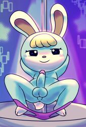 animal_crossing ass balls bedroom_eyes black_eyes closed_smile clothed clothing crouching dancing erection eyelashes fur genitals girly green_body green_fur hands_behind_head hi_res humanoid_genitalia humanoid_penis lagomorph leporid long_ears looking_at_viewer male mammal mincheeto mouth_closed multicolored_body multicolored_fur narrowed_eyes nintendo partially_clothed penis perineum pole pole_dancing presenting presenting_penis rabbit sasha_(animal_crossing) seductive smile solo spread_legs spreading strip_club stripper_pole tail two_tone_body two_tone_fur underwear underwear_around_ankles underwear_down undressing white_body white_fur