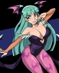 breasts cleavage clothing darkstalkers female female_only head_wings large_breasts lipstick medium_breasts morrigan_aensland regentb01 solo succubus white_skin