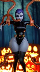 1girls 3d 3d_(artwork) blue_skin dc dc_comics female imminent_tentacle_sex leotard raven_(dc) restrained_by_tentacles short_hair smitty34 sucking teen_titans tentacle tentacle_in_mouth tentacles_around_arms thick_thighs thighhighs tight_clothing