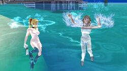 2girls 3d beach blonde_hair blue_eyes breasts delfino_plaza drowning female female_only gun isle_delfino long_hair mario_(series) metroid navel nintendo nude nude_filter partially_submerged ponytail princess_zelda pussy samus_aran skinny_dipping splashing straight_hair super_mario_sunshine super_smash_bros. super_smash_bros._brawl swimming the_legend_of_zelda tied_hair twilight_princess uncensored water weapon zelda_(twilight_princess)