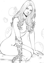 1girls fabio female female_only monochrome sara_pezzini solo tagme witchblade