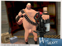 1boy 3d ammo_belt ammo_box balding bandolier crate dreamandnightmare erection fingerless_gloves garry's_mod heavy_gun heavy_weapons_guy holding_weapon looking_at_viewer male male_only naked_footwear pointing_at_viewer scars shaved_head solo team_fortress_2