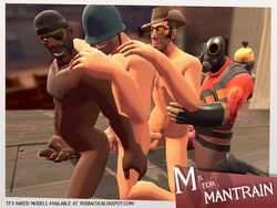 3d 4boys anal_penetration anal_sex australian_hat bandolier body_hair brown_eyes cap chest_hair clothed_on_nude cmnm dark-skinned_male demoman demoman_(team_fortress_2) dildo dreamandnightmare erection eye_patch facial_hair garry's_mod gas_mask gay gay_sex group_sex hat helmet holding_penis human human_male human_only legs_apart male male_only mantrain masturbating_while_penetrated mouth_open nude on_knees penis_size_difference precum_drip pyro pyro_(team_fortress_2) retracted_foreskin scars sideburns sniper sniper_(team_fortress_2) soldier soldier_(team_fortress_2) team_fortress_2 tinted_eyewear unknown_gender watch_cap yaoi