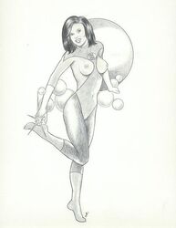 1girls 2d areolae artist_request breasts dc dc_comics female female_only green_lantern green_lantern_corps jade_(dc) jennifer-lynn_hayden monochrome nipples nudity outsiders solo