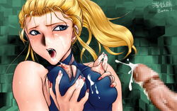 akira_asagi big_breasts breasts cum faceless_male female human licking male nipples penis sarah_bryant straight tongue virtua_fighter