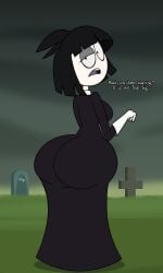 adult_swim altzegoz_(artist) big_ass bottom_heavy clothed creepy_susie fat_ass graveyard looking_at_viewer looking_back talking_to_viewer telling_lie the_oblongs thick_thighs wide_hips