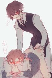 2boys anal anal_sex arched_back artist_request ass_grab ass_up bishonen blush bungo_stray_dogs chuuya_nakahara cum cum_in_ass cum_inside cum_on_body dazai_osamu face_in_pillow femboy gay girly grabbing_ass half_naked male male_only male_penetrated nakahara_chuuya osamu_dazai pillow skinny tied_hands top-down_bottom-up yaoi