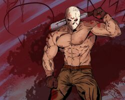 bara blood bulge daddy flaccid friday_the_13th halloween horror jason_voorhees male male_only muscles muscular muscular_male penis solo solo_male yaoi