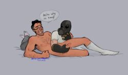 2boys arm_hair armpit_hair chest_hair clothed_male_nude_male dialogue gas_mask glasses gloves happy hidden_face jerking_off jerkingoff_another male/male medic_(team_fortress_2) messy_hair naked nebulousmedic nude_male_clothed_male one_eye_closed precum precum_drip precum_dripping pyro_(team_fortress_2) smile socks socks_only sparkle speaking speech_bubble talking talking_to_another talking_to_partner team_fortress_2