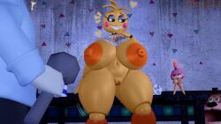 1boy 1boy1girl 1girls 3d animatronic areolae big_breasts breasts breasts_bigger_than_head carla_cupcake_(snaxattacks) cupcake_(fnaf) dra111_(artist) dragon316 eyebrows eyelashes female female_only five_nights_at_freddy's five_nights_at_freddy's_2 heart-shaped_pupils huge_breasts joints large_breasts looking_at_viewer nipples orange_nipples sharp_teeth solo solo_female solo_focus thick_thighs thighhighs toy_chica_(fnaf) toy_chica_(love_taste) white_eyes wide_hips yellow_body yellow_skin