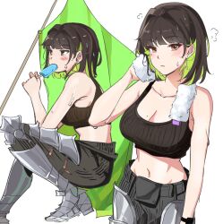 1girls black_hair breasts female green_hair miru_(ormille) original original_character ormille solo tagme two_tone_hair