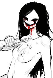 1boy 1girls black_eyes black_hair blood breasts creepy cum cum_on_body cum_on_breasts cumshot cumshot_in_chest female ghost_girl handjob her_(imscared) horror horror_(theme) imscared male nightmare_waifu nipples no_eyes pale-skinned_female pale_skin scaroused skinny small_breasts white_body white_skin xjiyuna