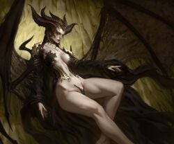 1girls 2023 aleriia_v demon demon_girl demon_horns demon_wings diablo diablo_4 female female_only heterochromia horn horns lerapi lilith_(diablo) milf multi_horn pussy_pasty skimpy skimpy_clothes solo succubus succubus_queen wings