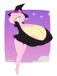 amy_rose big_breasts boob_window breasts_bigger_than_head clothed female female_only huge_breasts hyper_breasts nipples_visible_through_clothing no_bra skachy sonic_(series) witch witch_hat