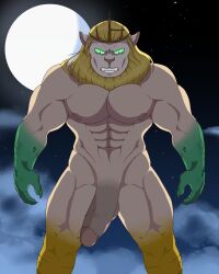 adventure_time anasterpignsfw anthro balls bara barazoku big_penis furry hybrid lion male male_only muscles muscular nude penis solo solo_male vampire_king