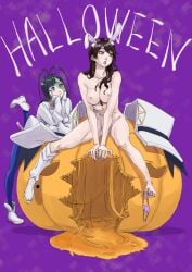 bambietta_basterbine barefoot bleach bleach:_the_thousand-year_blood_war breasts feet giselle_gewelle halloween legs naked_female nipples nude panties_on_toe pumpkin quincy_(bleach) sternritter toes