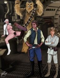 1girls 2018 2d 3boys a_new_hope animated anonymous_sex astromech_droid background belt big_penis black_clothing black_footwear blindfold blonde_hair bodily_fluids boots brown_body brown_fur bushy_pubes carrie_fisher chewbacca clothing creampie crossed_arms cum cum_on_body detailed_background droid ejaculation female footwear fur furniture genital_fluids group guessing hair hairy hairy_pussy han_solo harrison_ford hi_res horsecock human humanoid indoors interspecies light-skinned_female light-skinned_male light_skin luke_skywalker male male/female mammal mark_hamill mavruda millennium_falcon multiple_boys penis princess_leia_organa pubic_hair r2-d2 science_fiction spacecraft spread_legs spreading standing star_wars straight table thigh_holster vehicle vehicle_interior white_clothing white_footwear wookiee