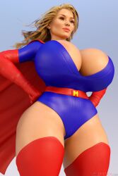 3d 3d_(artwork) big_breasts blonde_female blonde_hair blonde_hair blonde_marvel breasts cleavage heroine huge_breasts large_breasts superhero_costume superheroine tagme thefoxxx