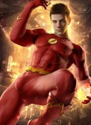 1boy actor arrowverse bara barry_allen bulge caucasian caucasian_male celebrity clothed dc grant_gustin in_character looking_at_viewer male male_only muscles muscular muscular_male solo solo_male superhero the_flash the_flash_(cw) the_flash_(series) ydendraws