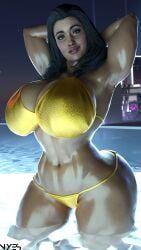 1girls 3d abs armpits arms_behind_head arms_up big_ass big_breasts bikini black_hair blender dc_comics diana_prince female female_only giant_breasts hands_behind_head huge_ass huge_breasts injustice_2 large_ass long_hair navel nyes117 pool solo thick_thighs voluptuous voluptuous_female wonder_woman wonder_woman_(injustice) wonder_woman_(series)