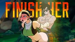 alternate_version_available big_breasts cosplay crossover dragon_ball_super dragon_ball_z earrings english_text finish_her headband johnny_cage johnny_cage_(cosplay) marron mortal_kombat sex son_goten sonya_blade sonya_blade_(cosplay) sunglasses tattoo vaginal_penetration