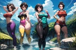 4girls ai_generated caulifla dragon_ball dragon_ball_super female female_only female_saiyan gine kale large_breasts multiple_girls saiyan saiyan_armor seripa standing tagme thick_thighs thighhighs vertiloart