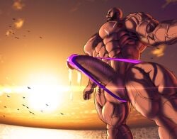 balls beach bodybuilder cum cum_on_pectorals hyper hyper_balls hyper_cock hyper_genitalia hyper_penis hyper_testicles jjin male male_only muscles muscular muscular_arms muscular_male penis testicles
