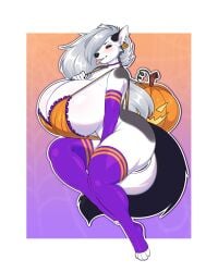 anthro big_ass big_breasts halloween helluva_boss huge_breasts kiwipotato loona_(helluva_boss) sticking_out_tongue tongue tongue_out