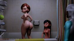 1boy 2girls 3d animated ass big_ass big_butt buttyseeker clothed_male_nude_female completely_nude completely_nude_female dark-skinned_male elastigirl female frozone helen_parr looking_at_ass looking_back male naked naked_female nude nude_female pixar smile sound tagme the_incredibles video violet_parr