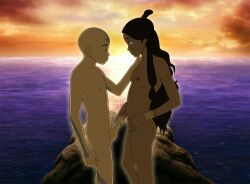 1boy 1girls aang accurate_art_style air_nomad airbender_tattoo anaxus areolae ass_length_hair avatar_legends avatar_the_last_airbender bald bangle blue_eyes breasts brown_hair canon_couple caressing_penis closed_eyes completely_nude dark-skinned_female dark_skin erection female hair_down hand_on_another's_shoulder handjob head_tattoo human human_only imminent_kiss imminent_sex interracial intimate katara long_hair looking_at_partner male male/female naked nickelodeon nipples nude nude_female nude_male outdoor_nudity outdoors penis pursed_lips sea seaside side_view small_breasts standing sunset tattoo the_avatar touching_penis twilight very_long_hair water water_tribe