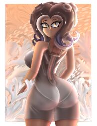 1girls agent_8_(side_order) agent_8_(splatoon) ass back_view big_ass big_breasts bodysuit breasts clothing curvy dark-skinned_female dark_skin el_macho_20 facing_away female female_only looking_back octoling octoling_girl splatoon splatoon_3:_side_order thick_thighs thighs tight_clothing wide_hips zipper