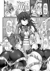 1girls 2futas anus anus_visible_through_clothes ass back back_view balls bent_over big_ass big_penis breasts censored clothed clothing cock_worship defeated defeated_heroine demon_girl dialogue english_text erection female femsub full-package_futanari futa_on_female futa_on_futa futadom futanari futasub group group_sex hisui_(stapspats) horns human humanoid humanoid_penis leotard licking_penis long_hair long_nipples magical_girl manga manga_page mind_break mostly_nude penis pussy sitting slave spats spreading_pussy tentacle tentacle_on_female tentacle_on_futa text threesome tongue_out visor