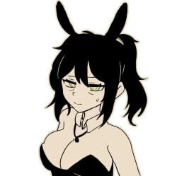 2023 big_breasts black_hair bunny_girl disappointed renee_graves tagme the_coffin_of_andy_and_leyley yellow_eyes