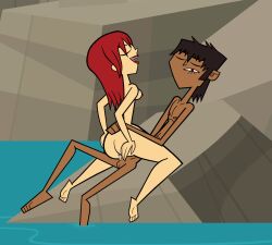 1boy 1boy1girl 1girls black_hair breasts canon_couple closed_eyes completely_nude foot_in_water girl_on_top hands_on_hips looking_pleasured mike_(tdi) red_hair romantic romantic_ambiance romantic_couple romantic_sex sex sitting_on_penis tagme total_drama_island water zoey_(tdi)