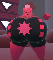 1girls big_breasts big_thighs black_eyes black_shoes blue_body bubble_ass bubble_butt clouds cubic evil_grin female female_only just_shapes_and_beats mountains no_arms rec_room recroom red_body red_grass red_hair red_hands red_skin red_sky red_suit sharp_hair tower weirdmaker43