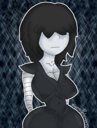 2d 2d_(artwork) background bangs bangs_over_eyes black_hair dress fat_butt frowning goth goth_girl gothic huge_ass huge_breasts huge_butt huge_nipples huge_thighs lucy_loud nickelodeon short_hair small_waist solo susielover12_(artist) the_loud_house white_skin