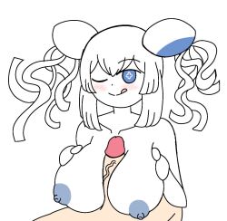 1boy 1girls ;p big_penis blue_eyes blue_nipples blush boobjob breast_grab breast_hold breast_squish breasts_bigger_than_head colored_nipples colored_skin cute dominant_female funamusea grey_arts hair_ribbon hair_ribbons happy hetero jellyfish nude_female paizuri penis pervert pulmo sea smile smug_smile symbol-shaped_pupils titjob veiny_penis wadanohara_and_the_great_blue_sea white_body white_hair white_skin wink