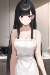 1girls ai_generated apron black_hair claire_kagenou kage_no_jitsuryokusha_ni_naritakute! naked_apron red_eyes tagme the_eminence_in_shadow