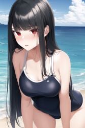 1girls ai_generated black_hair claire_kagenou kage_no_jitsuryokusha_ni_naritakute! red_eyes swimsuit tagme the_eminence_in_shadow