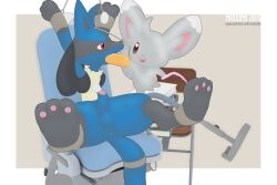 anthro chinchilla feral fur furry hi_res lucario male male/male maxximo minccino pokemon pokemon_(species) tagme tail