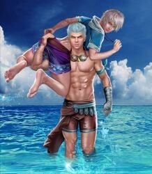 2boys alternate_costume ashe_ubert ashe_ubert_(summer) carlos_gzz caspar_von_bergliez caspar_von_bergliez_(summer) fire_emblem fire_emblem:_three_houses fire_emblem_heroes gay male male_only multiple_boys muscular muscular_male nintendo official_alternate_costume swimsuit yaoi