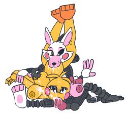 2girls animatronic anthro breast_squish breasts canid covered_in_cum cum cum_in_mouth cum_in_pussy eating_pussy five_nights_at_freddy's five_nights_at_freddy's_2 furry futa_on_female futanari mangle_(fnaf) mangled_mangle_(fnaf) robot robot_girl sex toy_chica_(fnaf) windstand yuri