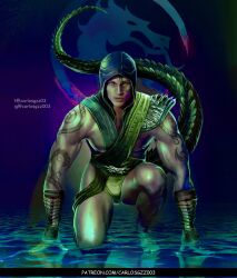 carlos_gzz looking_at_viewer male male_only mortal_kombat mortal_kombat_1_(2023) muscles muscular muscular_male reptile_(mortal_kombat) tattoos