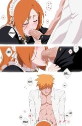 bleach blowjob fellatio female ichigo_kurosaki inoue_orihime male rozuberry