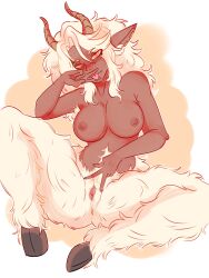 1girls armpit_hair breasts dark-skinned_female faun female furry furry_ass goat large_breasts licking_lips nipple_piercing pussy pussy_grip pussy_peek satyr solo spread_legs spread_pussy twist04 virtual_youtuber vtuber